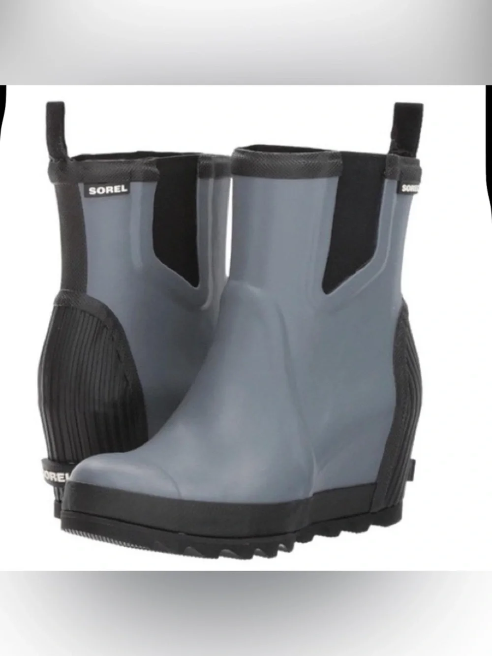 Sorel Women's Gray Joan Rain Wedge   Chelsea Style Waterproof Rain Boots. NWT. 8